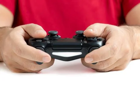 Video game controller in hands Stock Photos