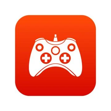 Video game controller icon digital red Stock Illustration