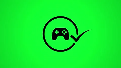Video game controller icon with loading circle and check mark animation on .. Stock Footage 346498064