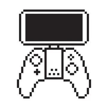 Video game controller illustration Gamepad sign Pixel art style Stock Illustration