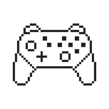 Video game controller illustration Gamepad sign Pixel art style Stock Illustration