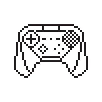 Video game controller illustration Gamepad sign Pixel art style Stock Illustration