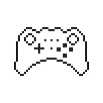 Video game controller illustration Gamepad sign Pixel art style Stock Illustration