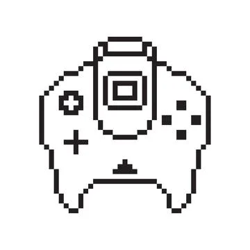 Video game controller illustration Gamepad sign Pixel art style Stock Illustration