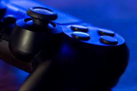 Video game controller night with lights closeup Stock Photos