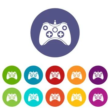 Video game controller set icons Stock Illustration