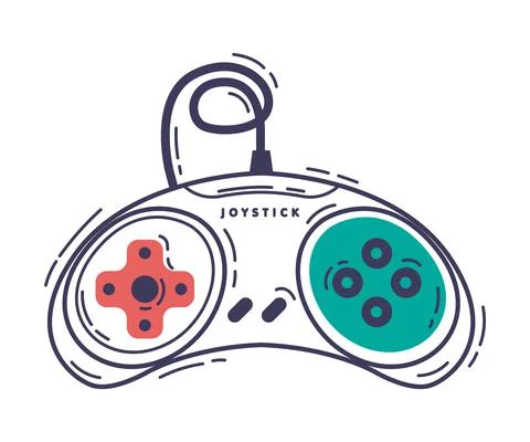 Video Game Controller, Video Game Player Device Hand Drawn Vector Illustration イラスト素材