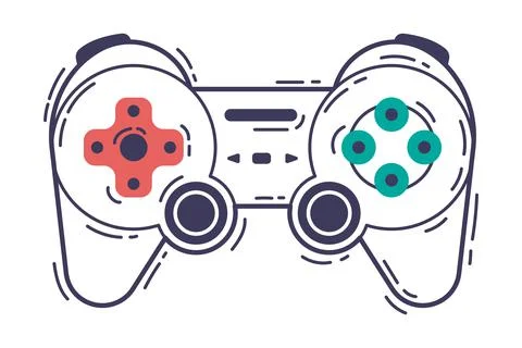 Video Game Controller, Video Game Player Modern Device Hand Drawn Vector イラスト素材