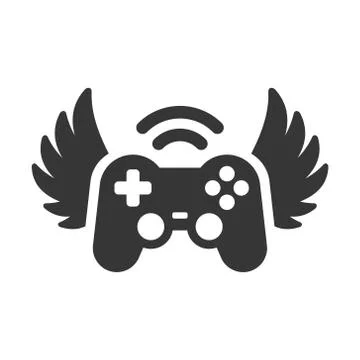 Video game Controller with Wings Icon Logo. Vector Stock Illustration