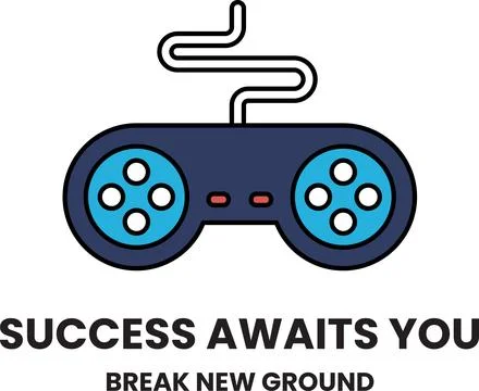 A video game controller with the words success awaits you on it Stock Illustration