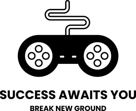 Video game controller with the words success awaits you on it Stock Illustration
