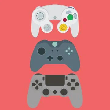 Video game controllers flat design gaming gamer Stock Illustration