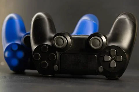 Video game controls on the dark background. Stock Photos