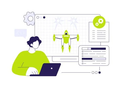Video game design software abstract concept vector illustration. 스톡 일러스트