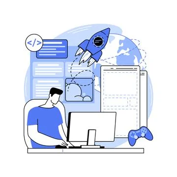 Video game design software isolated cartoon vector illustrations. Stock Illustration