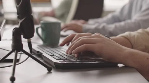 Video Game Developers Typing Program Codes on PC Stock Footage 172229972