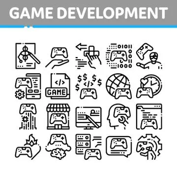 Video Game Development Collection Icons Set Vector Stock Illustration