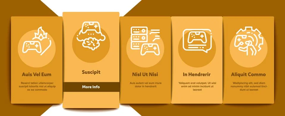 Video Game Development Onboarding Elements Icons Set Vector 库存插图