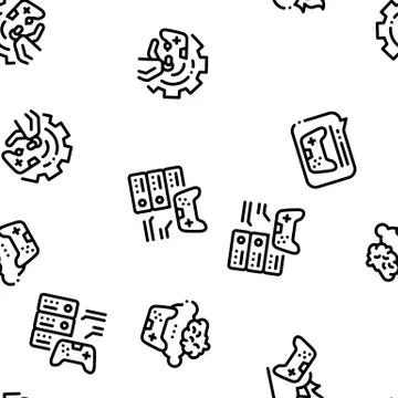 Video Game Development Seamless Pattern Vector Stock Illustration