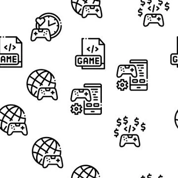 Video Game Development Seamless Pattern Vector Stock Illustration