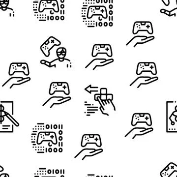 Video Game Development Seamless Pattern Vector Stock Illustration