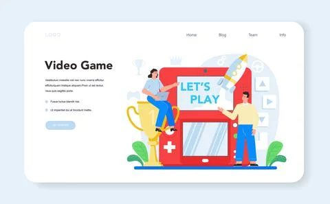 Video game development web banner or landing page. Creative process イラスト素材