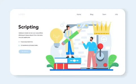 Video game development web banner or landing page. Creative process 스톡 일러스트