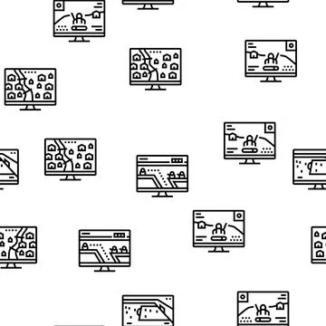 Video Game Electronic And Device vector seamless pattern 库存插图