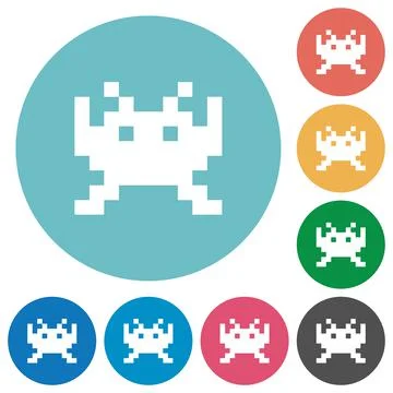 Video game flat round icons Illustrazione stock