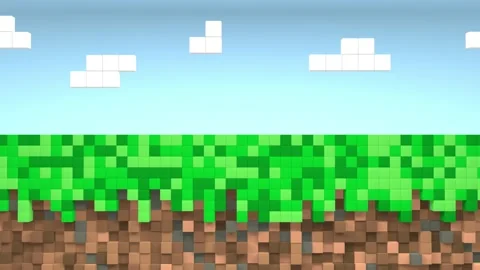Video game geometric mosaic waves pattern. Construction of hills landscape us Stock Footage 153118355