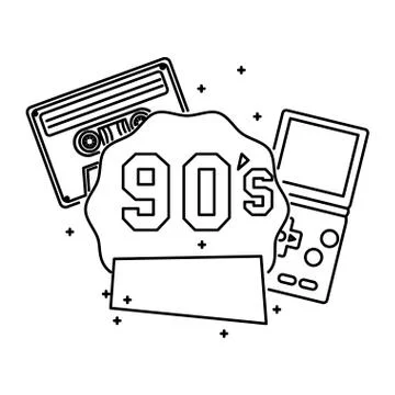 Video game handle with cassette nineties style Illustration