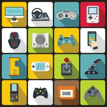 Video game icons set , flat style Illustrazione stock