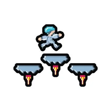 Video game jumping avatar pixelated Illustrazione stock