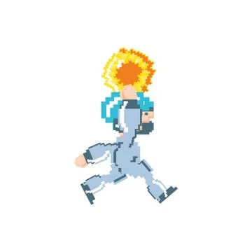 Video game jumping avatar pixelated Illustrazione stock