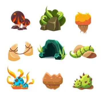 Video Game Level Design Collection Of Elements Stock Illustration