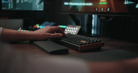 Video game live streamer’s hands moving a keyboard and mouse Stock Footage 306199640