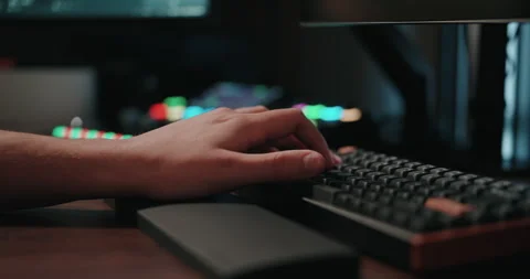 Video game live streamer’s hands moving a keyboard and mouse Stock Footage 306199643