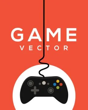 Video game logo poster, control joystick, Controller videogame ps4 design Stock Illustration