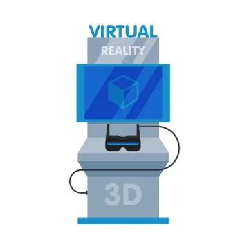 Video Game Machine with VR Glasses, Gaming Machinery Vector Illustration Ilustración de archivo
