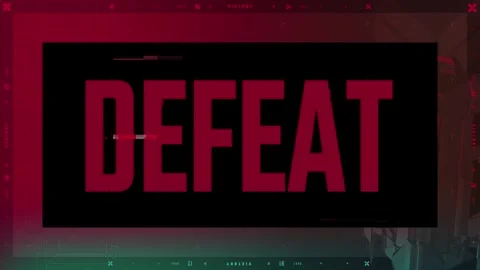Video game match result screen showing the word defeat in bold red letters with Stock Footage 337465384