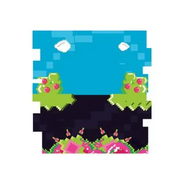 Video game pixelate scene Stock Illustration