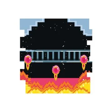 Video game pixelate scene Stock Illustration