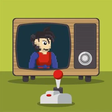 Video game pixelated console and old tv Illustrazione stock