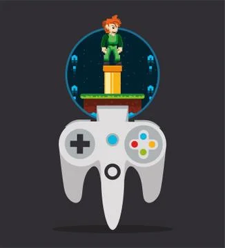 Video game pixelated control and warrior Stock Illustration