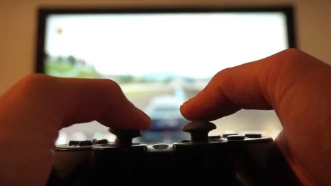 Video game playing on console wide TV screen Vidéo 105896179