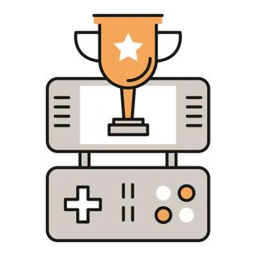 Video game portable device with trophy cup Illustrazione stock
