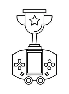 Video game portable device with trophy cup Illustrazione stock
