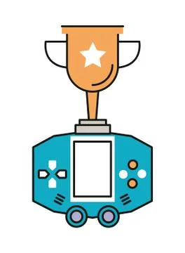 Video game portable device with trophy cup 스톡 일러스트