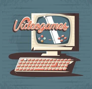 Video game retro with computer Stock Illustration