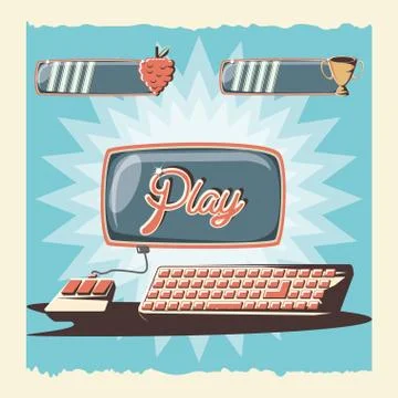 Video game retro with computer Stock Illustration